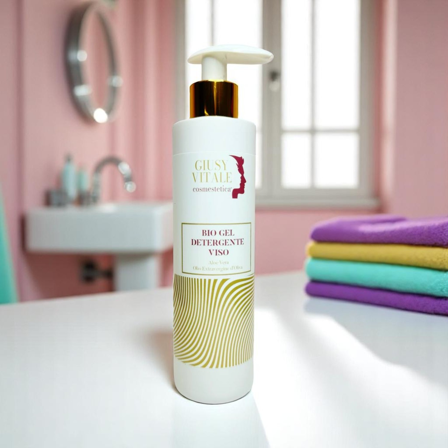 Flacone da 250ml di Bio Gel Detergente Viso, detergente naturale adatto a tutti i tipi di pelle, anche le più sensibili.